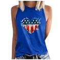 thumbnail image 2 of Wycnly Womens 4th of July Tank Tops Independence Day Patriotic Regular Fit Racerback Shirts Vest Summer Fashion Heart Flag Print Round Neck Sleeveless Blouse Blue xl, 2 of 5