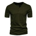 thumbnail image 2 of Lovskoo Shirts for Men Round Neck Short Sleeve Casual Solid Color Trendy Pullover T Shirt Blouse Vacation Beach Summer Tops Olive Green, 2 of 6