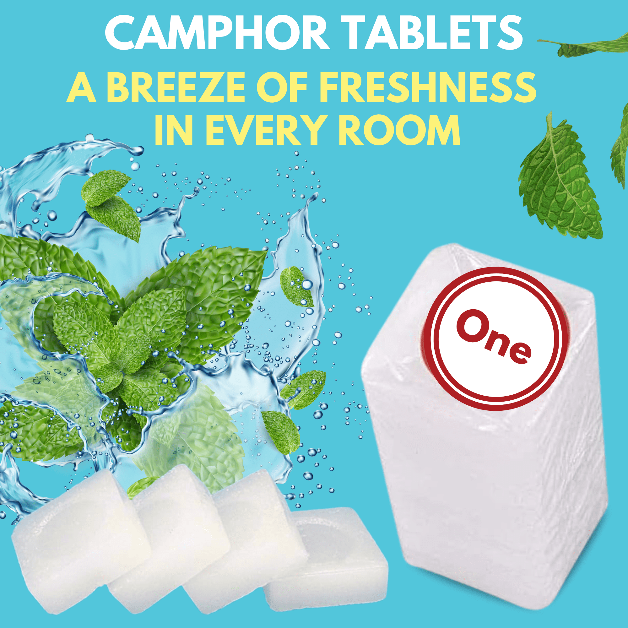 Arymar Refined Camphor 100% Pure  0.8 fl oz (4-Pack Blocks), Made in India