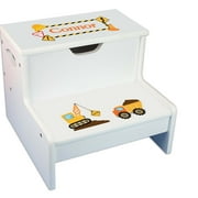 Angle View: Construction White Storage Step Stool
