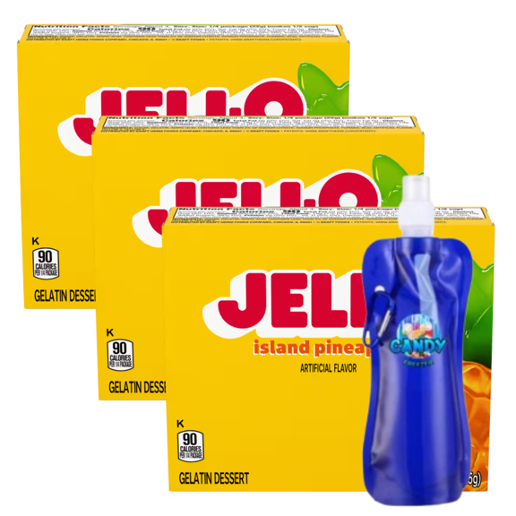 Candy Freezer Instant Pudding & Pie Filling Mix 3 oz (Pack of 3) with Collapsible Bottle (Island Pineapple Flavor) - Bottle