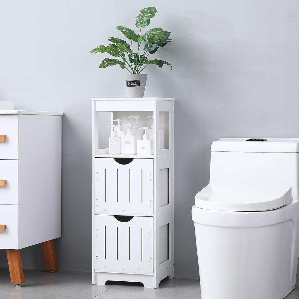 Winado Wooden Bathroom Floor Cabinet, Bathroom Side Cabinet White