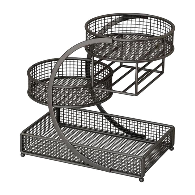 Organizador de encimera de baño, cesta de frutas, ahorro de espacio, de metal negro