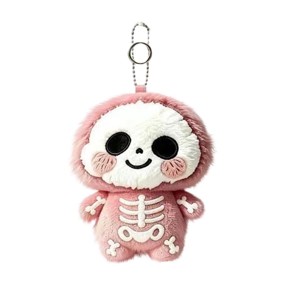 1Pc Halloween Skeleton Plush Doll, Cartoon Skeleton Stuffed Keychain, Perfect Decor For Halloween Parties And Spooky Themed Displays Pink