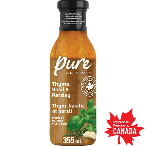 J.L. KRAFT Pure Thyme, Basil & Parsley Dressing & Marinade, 355 mL Bottle