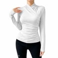 thumbnail image 2 of Long Sleeve Shirts for Women Fitted Shirts Draped Tops Fall Outfits Teacher Outfits Work Blouse Y2k Cute Tops for Women Business Professional Tops Fall Tops, 2 of 4