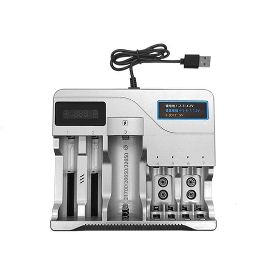 SIEYIO Intelligent MultiSlot Charger for 18650,26650,16340,14500,21700,32650/ AA