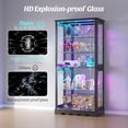 thumbnail image 5 of Vitrine en Verre avec Portes, Armoire de Rangement RVB avec Lumières DEL pour Objets de Collection, Vitrine avec Tablette Ajustable, Noir, 5 of 5