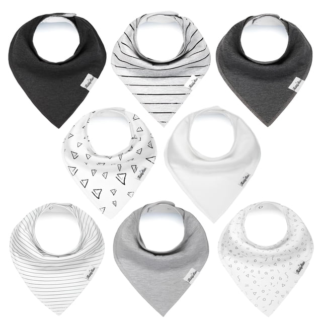 Baberos KiddyStar de algodón orgánico para bebés, paquete de 8 unidades, absorbentes y ajustables