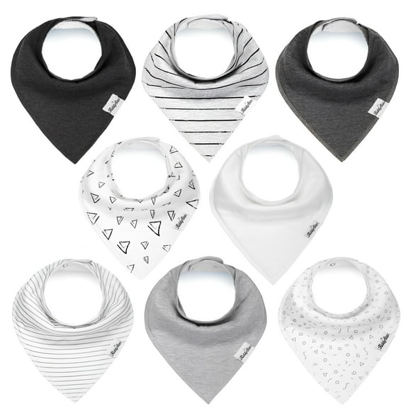 Baberos KiddyStar de algodón orgánico para bebés, paquete de 8 unidades, absorbentes y ajustables