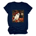 thumbnail image 4 of Halloween Shirts for Women Graphic Short Sleeve T Shirt For Everyday Wear Soft Crew Neck Tee With Playful Pattern And Blue XXXL, 4 of 4