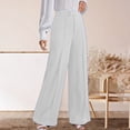 thumbnail image 5 of Favoffer Women's High Waist Suit Pants Solid Color Elastic Waist Straight Wide Leg Pocket Casual Work Trousers Business Office Bottom for Commute Travel, 5 of 8