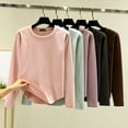 thumbnail image 4 of BKQCNKM Crewneck Sweatshirts Women Autumn And Winter Casual Solid Color Round Neck Thickened Warm Top Workout Shirts Women Long Sleeve Tops Black XL, 4 of 7