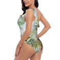 thumbnail image 4 of Gukieu Watercolor African Animals Wildlife Print One-shoulder Ruffled One-piece Swimsuit with Removable Chest Pads and Tummy-control Swimsuit for Women-Small, 4 of 6