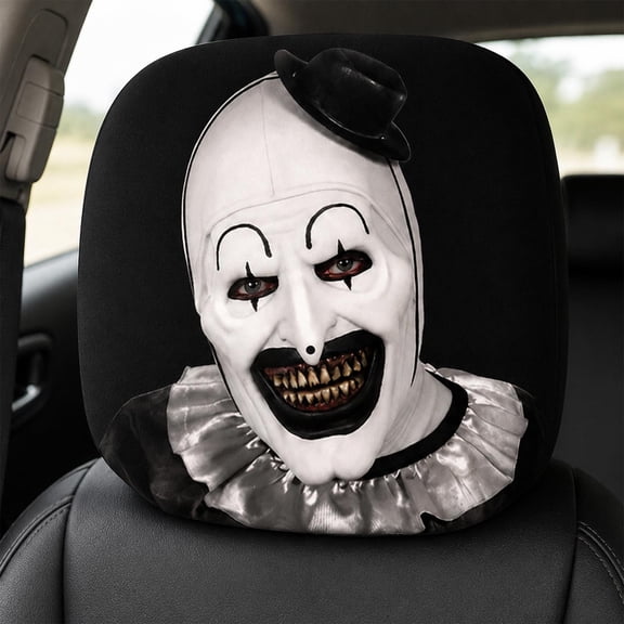 2 Pack Car Headrest Cover, Horror Clown Car Seat Headrest Cover 11in, 2026 Funny Face Masque Head Rest Protector for Auto Vehicle Truck