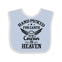 Inktastic Handpicked for Earth by My Cousin in Heaven with Angel Wings Boys or Girls Baby Bib