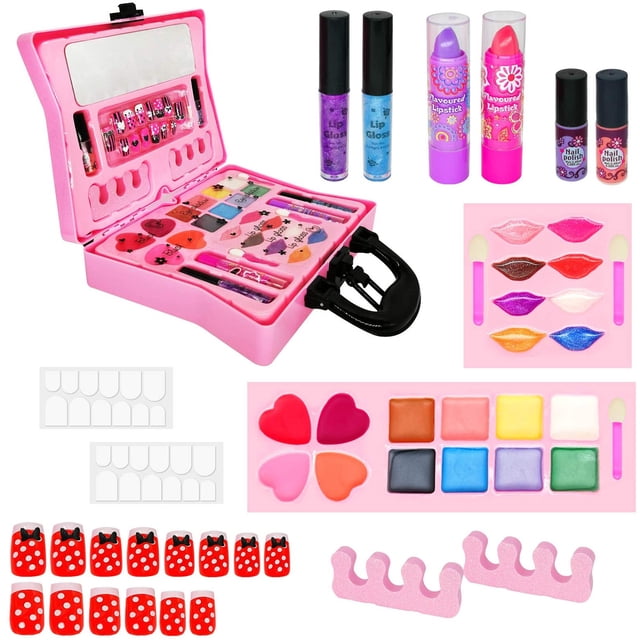 CJC Kids Pretend Makeup Kit for Girls, Washable Play Makeup Set with