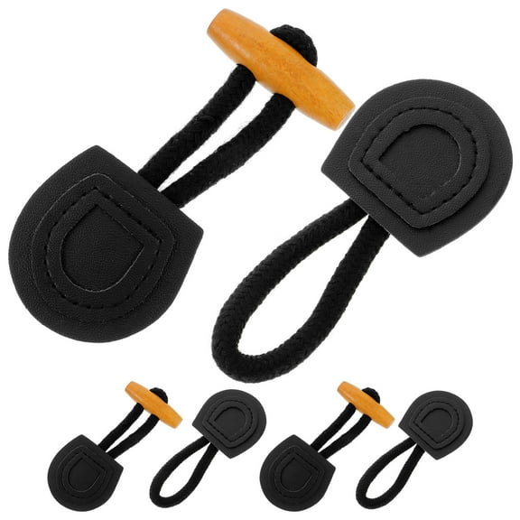FRCOLOR 6Pairs Clothing Toggle Buttons Black and Wood Durable Coat Closures