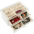 thumbnail image 4 of XISOBO TRANSPARENT JEWELRY BOX WITH 3 DRAWERS ADJUSTABLE JEWELRY BOX VELVET TRAY GRID SIZE, 4 of 7