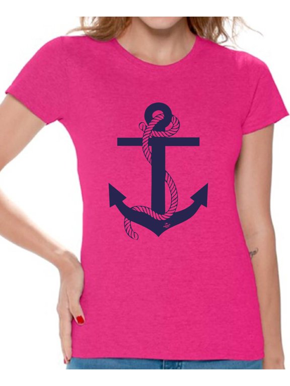 Anchor T Shirt for Ladies Anchor Shirt for Women Sea Tshirt for Girls Sea Lovers Gifts Marine Themed Party Cute Gifts for Sailor Captain Clothes for Mom Marine Clothing Collection
