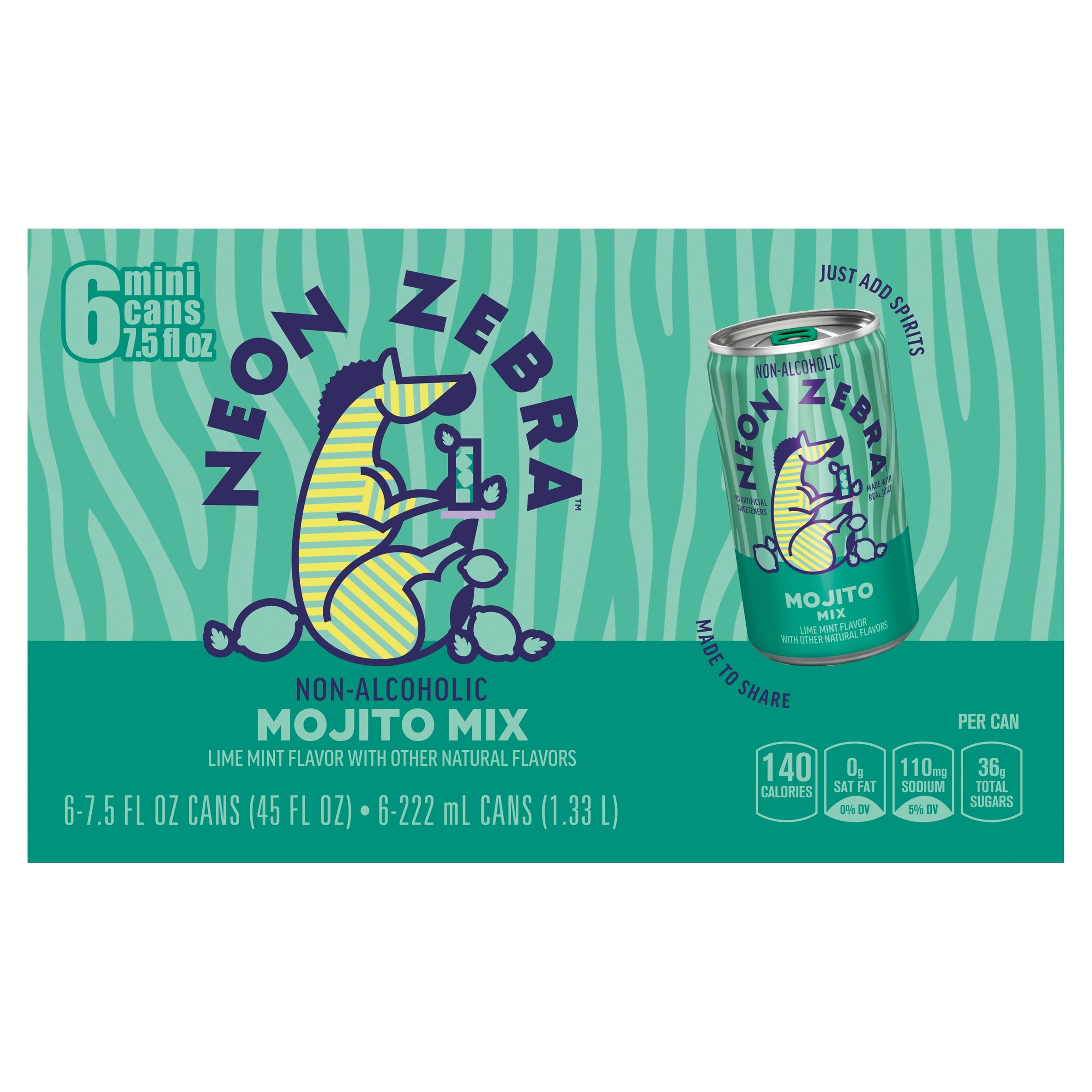 Neon Zebra Mojito Mix, Cocktail Mixers, No Artificial Sweeteners