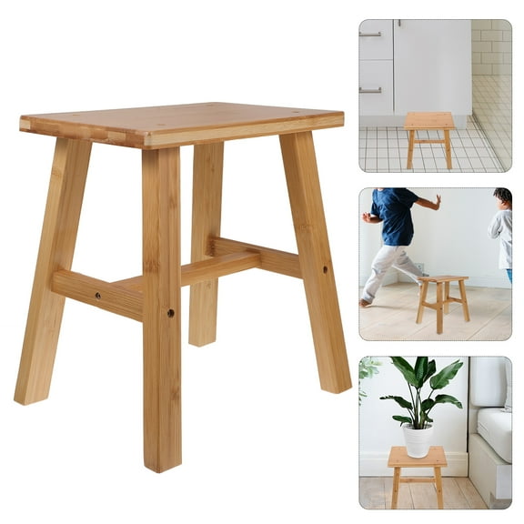 LEORX Wood Stool Chair Shoe Bench Light Brown 1Pcs For Adults Rectangular Kitchen Bathroom