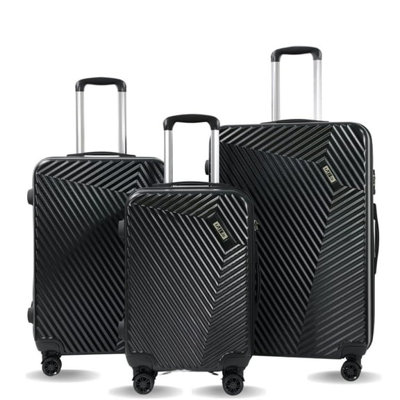 Fagoza 3-Piece Hardshell Luggage Set:, 3-Piece (20" 24" 28") Lightweight Spinner Suitcases with TSA Lock, 3 Piece Sets PC ABS Spinner Suitcase (Jet Black)