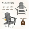 thumbnail image 3 of SERWALL Outdoor Adjustable Folding HDPE Adirondack Chairs Set of 2 with Cup Holder, Gray, 3 of 10
