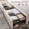 thumbnail image 3 of EnHomee Bed Frame Queen Size Bed Frame with 2 Storage Drawers Bed Frame with 51.2"Tall Headboard Upholstered Bed Frame with Charge Station,Beige,No Box Spring Needed, Noise Free, 3 of 7
