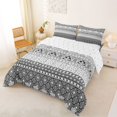 thumbnail image 2 of jejeloiu Neutral Border King Size Comforter Sets For Men Women,Classic Print Comforters King Size,Gray White,Reversible,3 Pieces,1 Comforter and 2 Pillowcases, 2 of 7