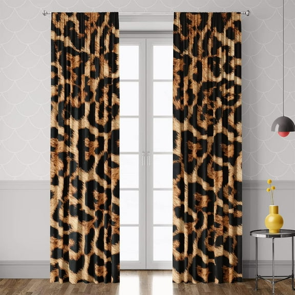 Cheetah Print Curtains 52WX84H Rod Pocket Leopard Not Blakout Curtains for Bedroom Living Room Wild Animals Print Drapes 2 Panels
