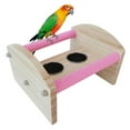 thumbnail image 3 of Percha para pájaros con comedero y bebedero, soporte para juegos, suministros para mascotas, jaula para pájaros y comedero. Rosa, 3 of 8