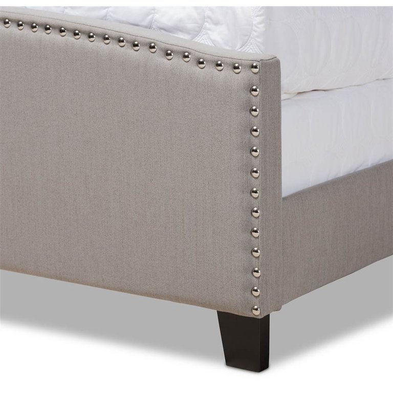 Baxton Studio Morgan Queen Size Grey Upholstered Panel Bed