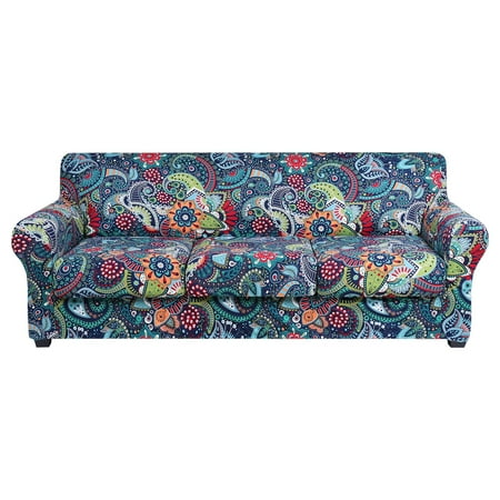 Condition photo showing New/Like New for Smiry Couch Cover with 3 Separate Cushion Cover Stretch Elastic 3-Seater Sofa Cover Paisley Floral