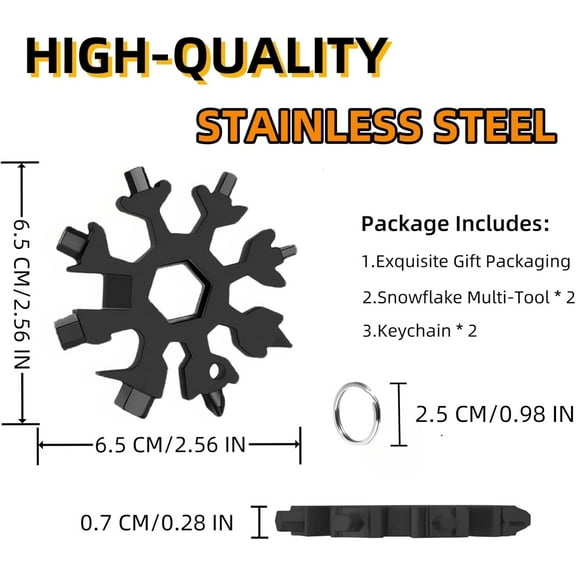GHRTGR-Stocking Stuffers for Adults Men Dad, 2-Pcak 18 in 1 Snowflake Multi-Tools Gift for Men Who Have Everything Birthday Christmas Xmas Gifts for Mens, Dad,Boyfriend and Him, Cool Gadgets Tools fo