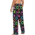 thumbnail image 5 of Men's Pajama Pants with Pockets Sleepwear Lounge Pants Stretch Casual Rainbow Stars Black, 5 of 6