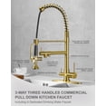 thumbnail image 5 of WOWOW Double-Handles Pull Down Sprayer Kitchen Faucet with Drinking Water for 1 or 3 Hole in Solid Brass in Gold, 5 of 7