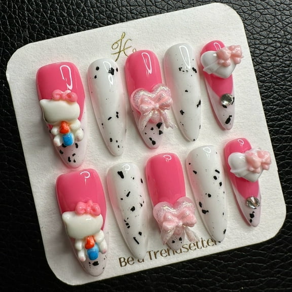 Pure Handmade Press on nails, JC Press On Nails Kit , Short Length Nail Press Ons, Durable, Easy Application, Stylish Impress Press On Nails,Perfect for Daily Wear & Special Occasions（E115 M）
