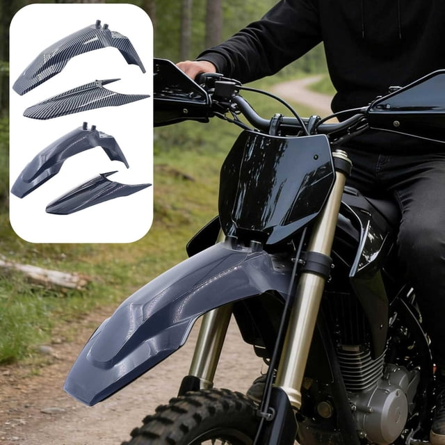YYV Gifts Off-Road Dirt Bike Mudguard Replacement Universal Black Rear and Front Splash Guard Durable Plastic Compatible with Motocross Dirt Bikes ATV