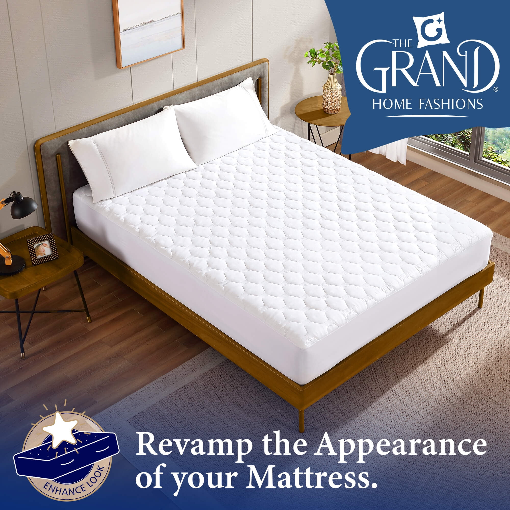The Grand RV(48") Size Mattress Pad - Soft, Comfortable, and Hypoallergenic Mattress Topper Cover - Thick and Odorless Polyester Filling - Depth Stretch to 15 Inches for Perfect and Snug Fit