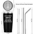 thumbnail image 6 of I Am A Proud Boss Of Freaking Awesome Employees Travel Tumbler, Funny Birthday Bosses Day Gift for Men Boss Manager Director Leader, 20 Oz Insulated Stainless Steel Tumbler with Lid, Black, 6 of 6