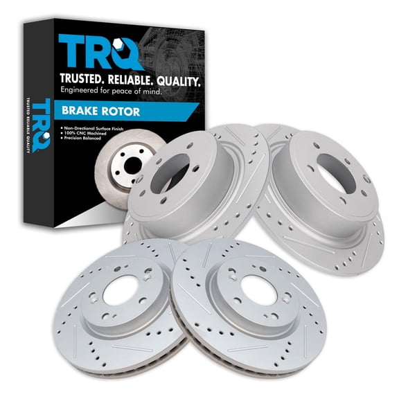 TRQ Front & Rear Brake Performance Rotor Kit Fits Select Chrysler Dodge Jeep Mitsubishi