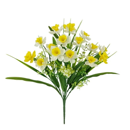 Mainstays 16'' Indoor Artificial Mini Daffodil Bush, Yellow White Color