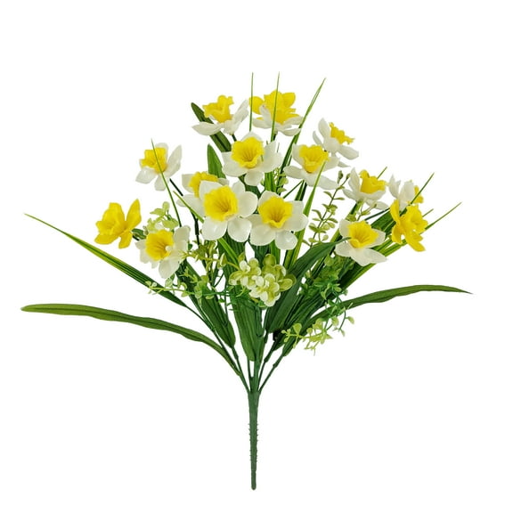 Mainstays 16'' Indoor Artificial Mini Daffodil Bush, Yellow White Color