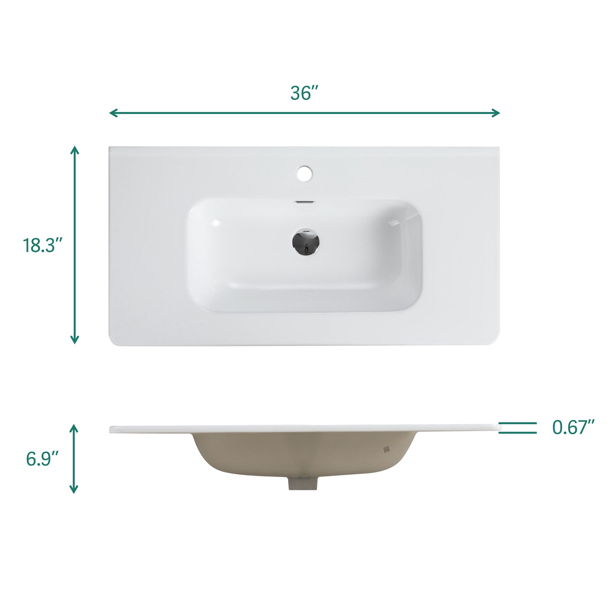 Vanity With Sink, BB0436Y301, Integrated white ceramic basin, drain assembly NOT included, Gloss White Bathroom Vanity,Ceramic Single Sink Vanity, Bath & Faucets Bathroom Vanities