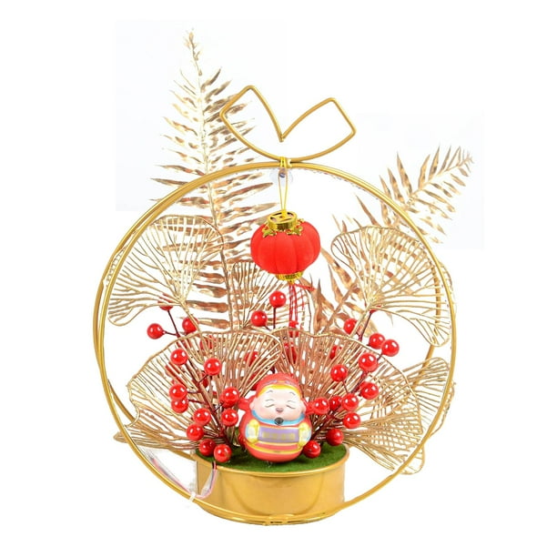 Adornos de Año Nuevo Chino jinwen Bonsai flor en maceta artificial iluminada Estilo C
