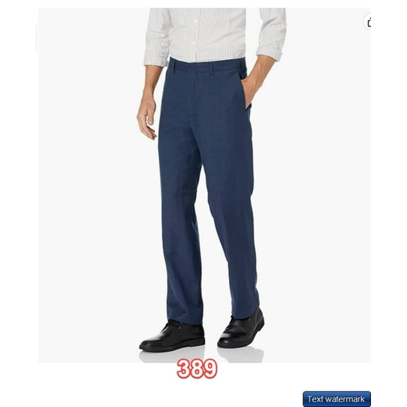 Cubavera Men's Flat Front Linen Blend Dress Pant Dress Blues 40Wx32L