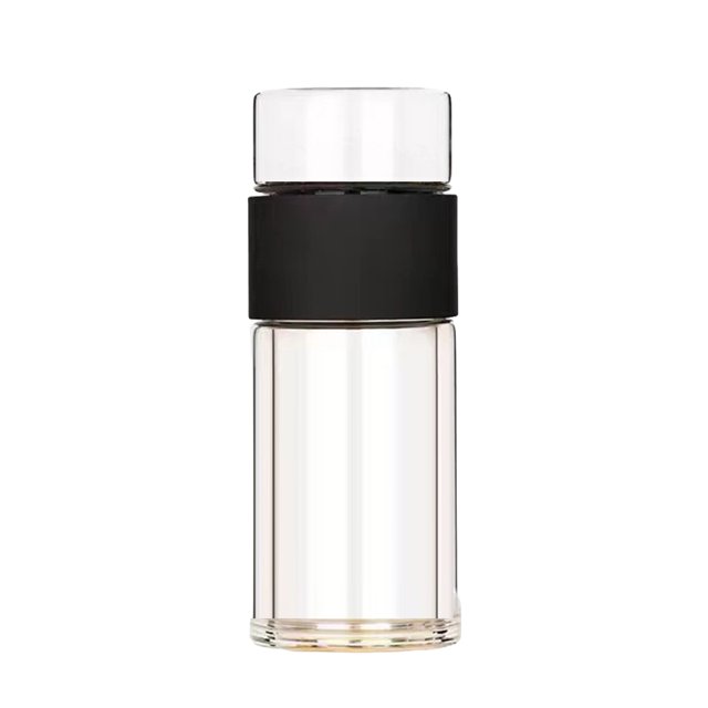 JIEMUCES Glass Tea Infuser Bottle Double Glazing Tea Cup Stainless Steel Filter Leak-Proof Design Temperature Resistant Tea Water Separation Portable Tea Infuser Flask for Office Travel