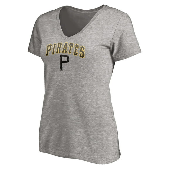 Women's Heather Gray Pittsburgh Pirates Core Wahconah V-Neck T-Shirt