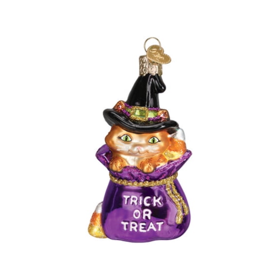 Old World 26094 Blown Glass Ornament, Halloween Trick or Treat Kitty 4 Inches